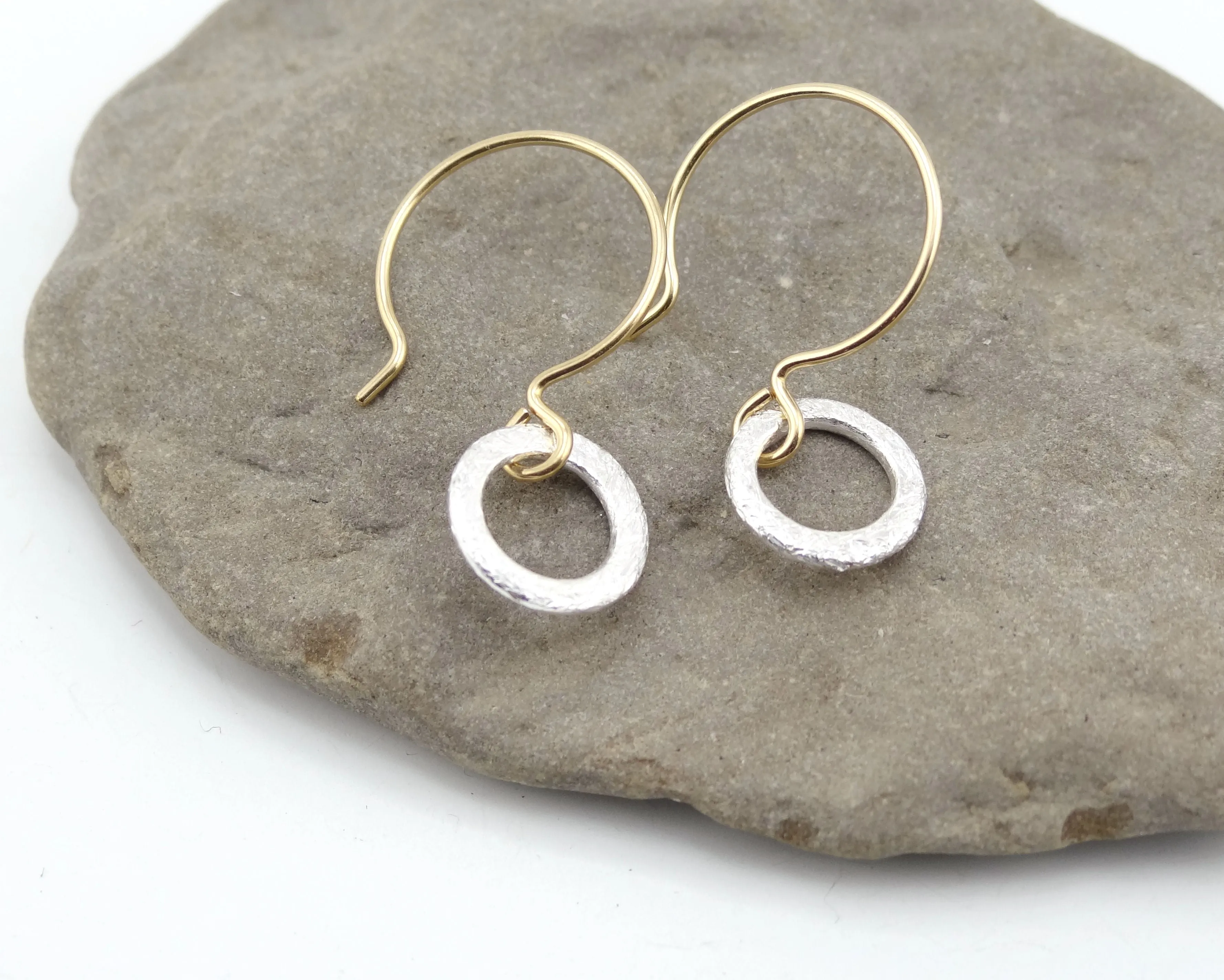 Mixed Metal Mini Silver Ring Earrings