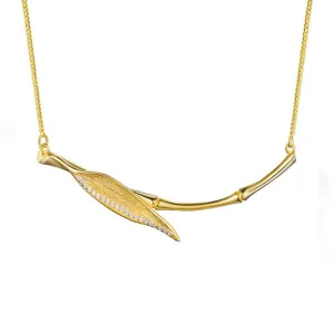 Morning Dew on Bamboo Leaf Necklace