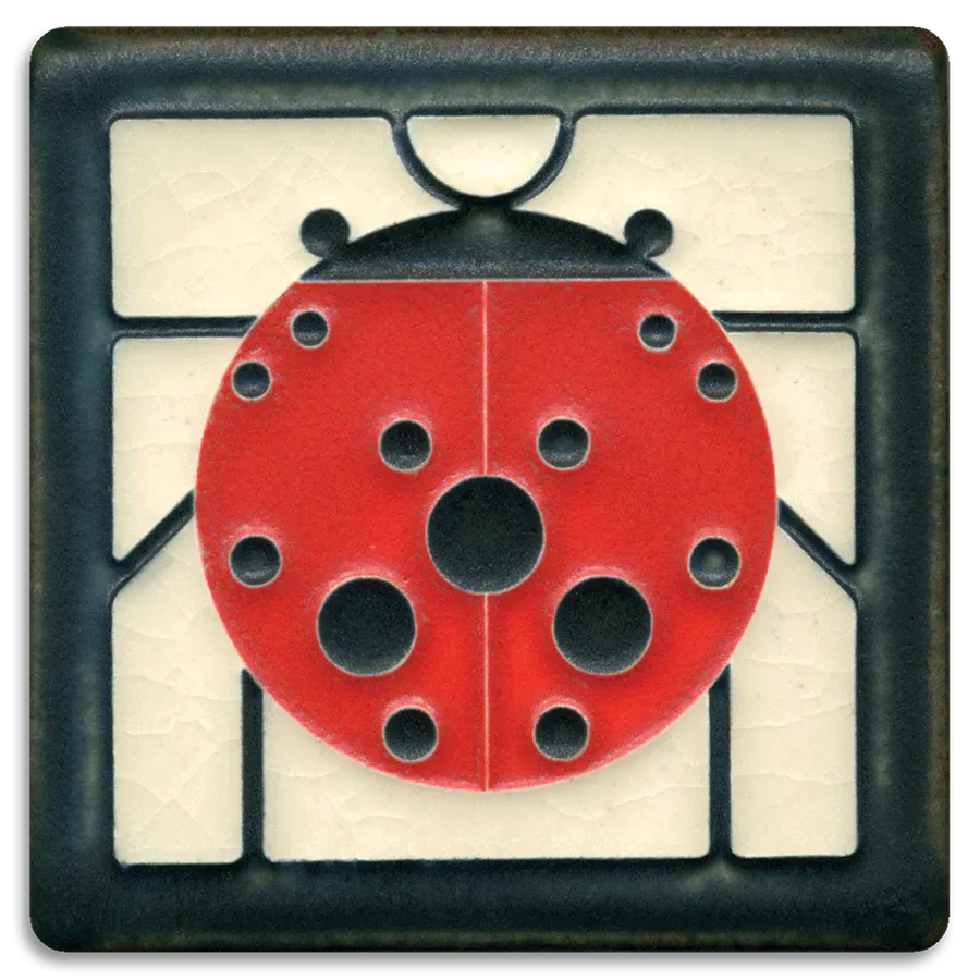 Motawi Tileworks - 4"x 4" Tile - 'Ladybug' (White) #4475