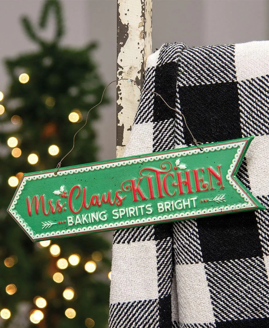 Mrs. Claus Kitchen Metal Hanging Sign