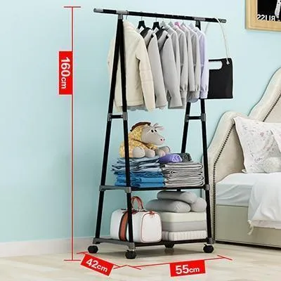 Multi-functional Triangle Simple Coat Rack with Wheels
