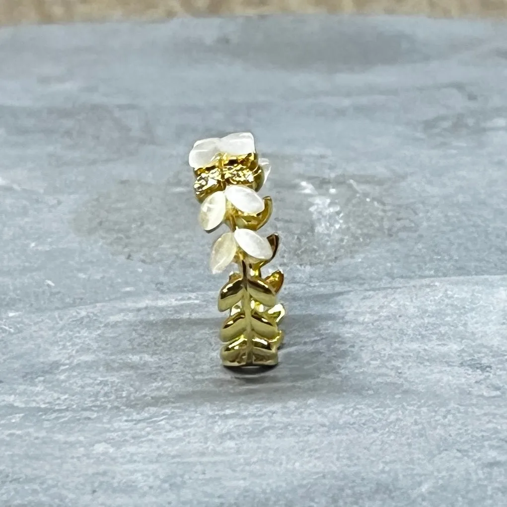 Multi-Leaf Sparkling Gemstone Adjustable Ring, Nature