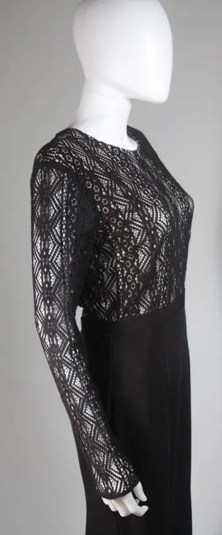 NAEEM KANH Black Jersey with Lace Evening Gown Size 8