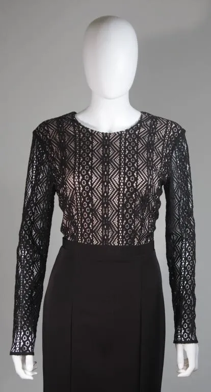 NAEEM KANH Black Jersey with Lace Evening Gown Size 8