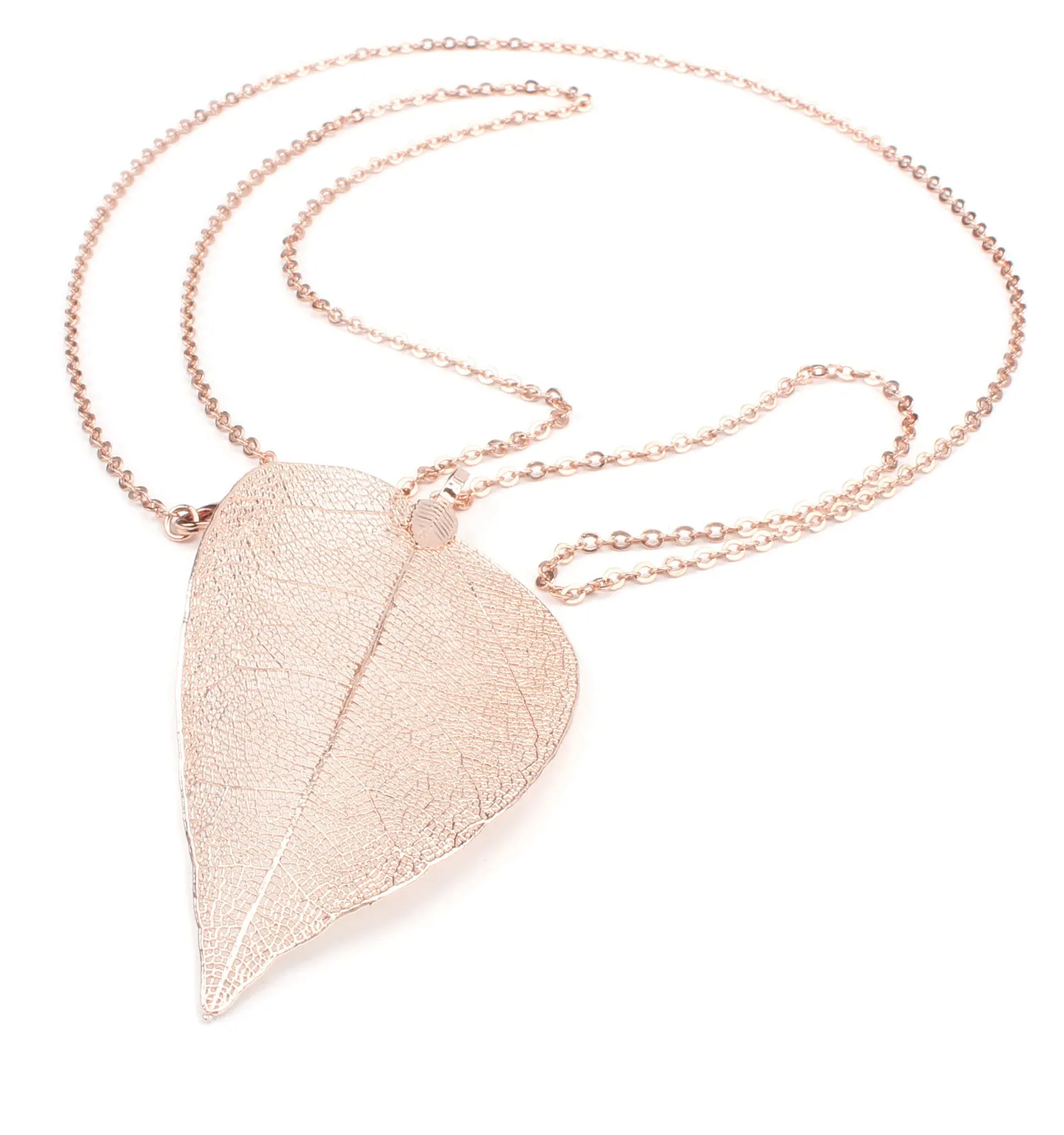 Natural Filigree Leaf Long Necklace