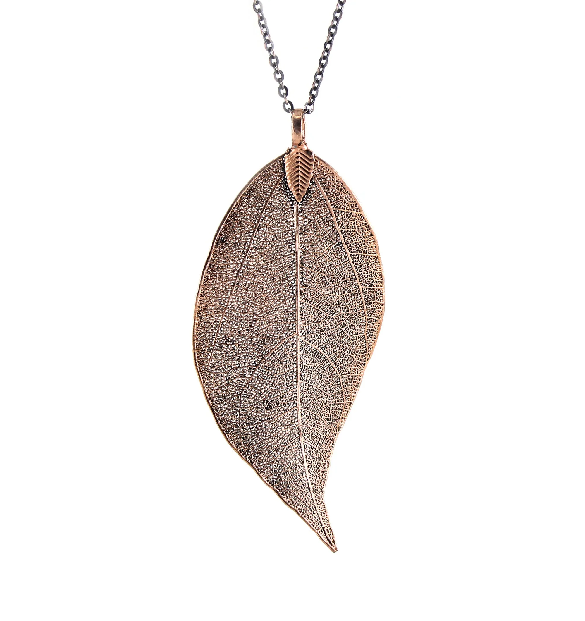 Natural Filigree Leaf Long Necklace