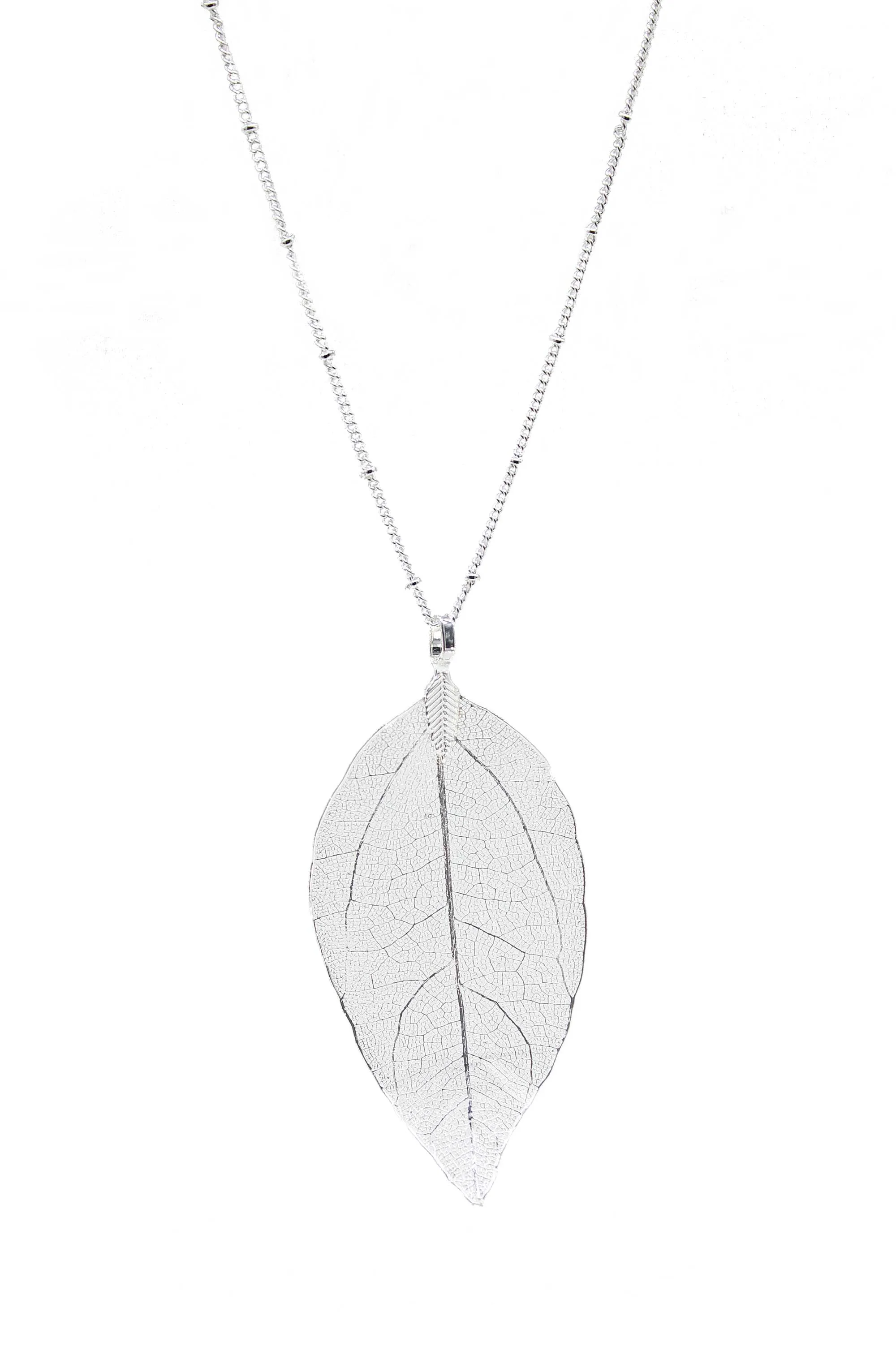 Natural Filigree Leaf Long Necklace