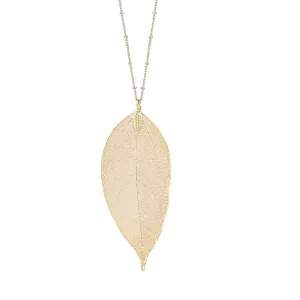 Natural Filigree Leaf Long Necklace