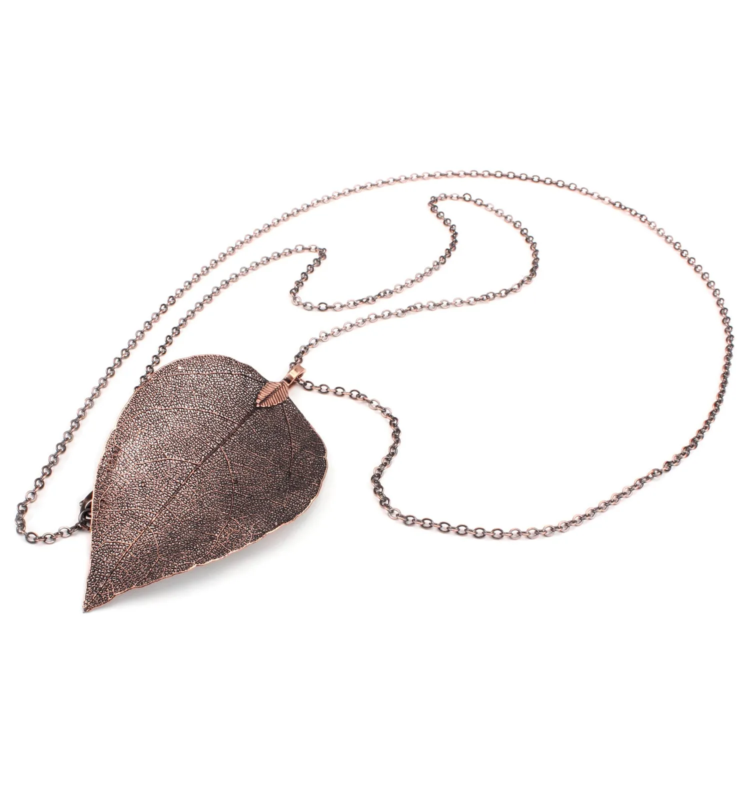 Natural Filigree Leaf Long Necklace