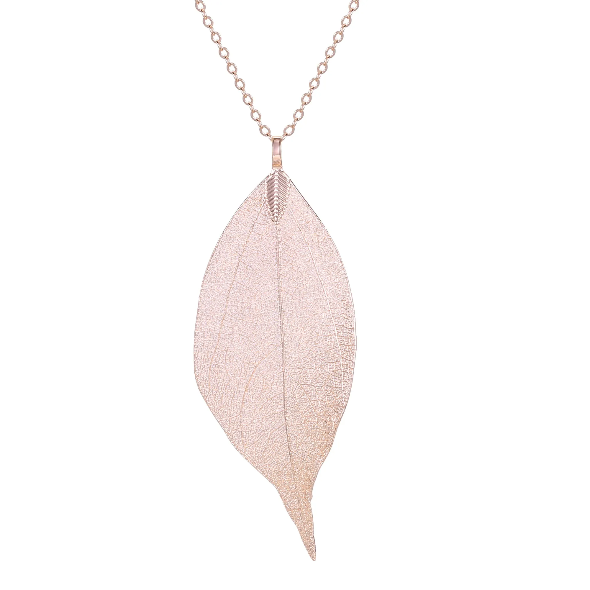 Natural Filigree Leaf Long Necklace