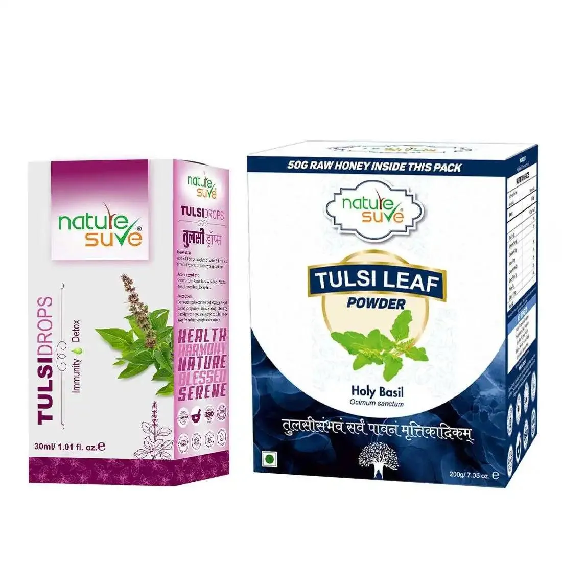 Nature Sure Combo - Tulsi Drops 30ml and Tulsi Leaf Powder 200g