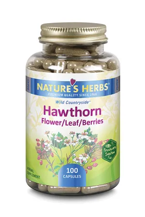 Nature's Herbs Hawthorn Flower Leaf Berries -- 100 Capsules