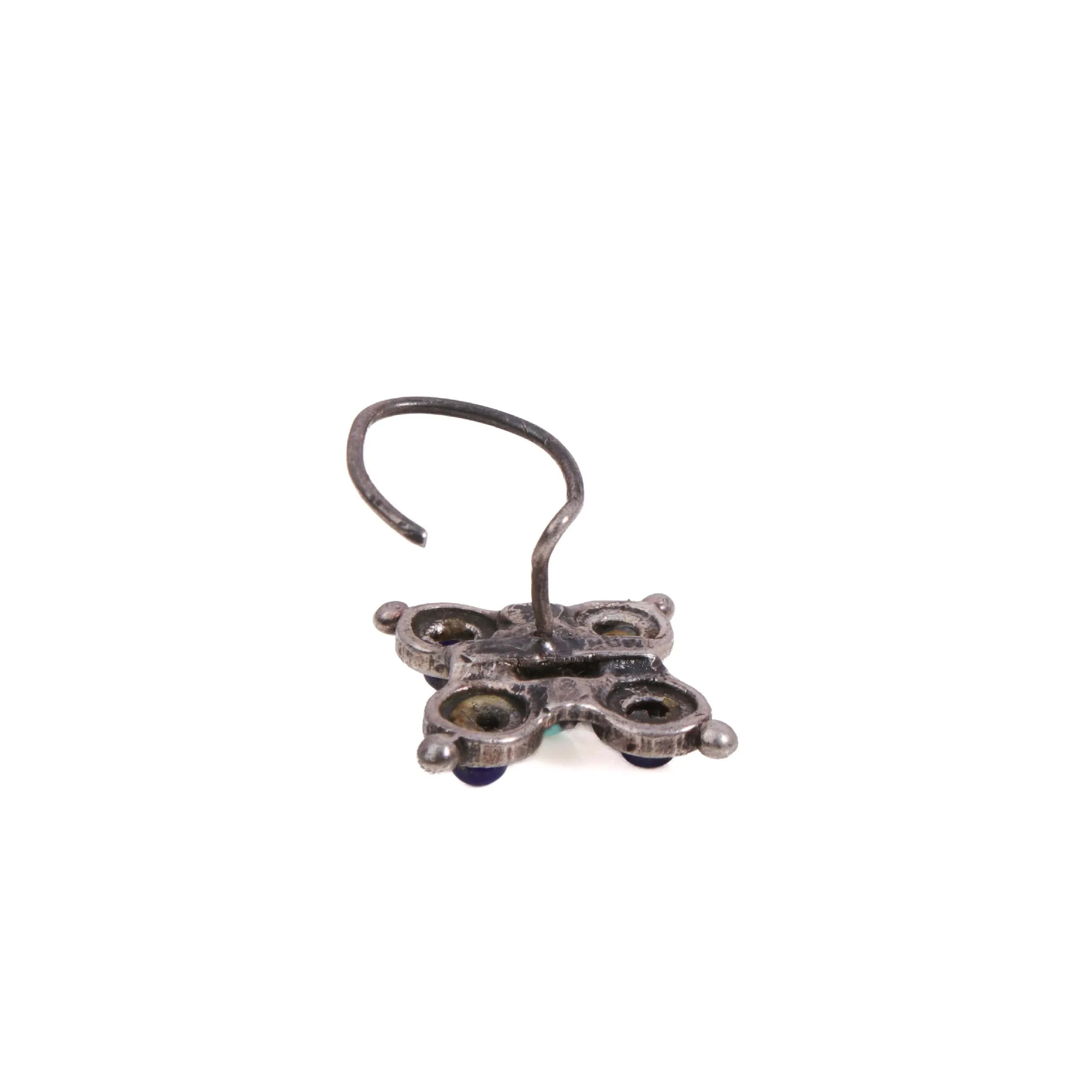 Neelam silver Nose Pin, Pierced by MOHA