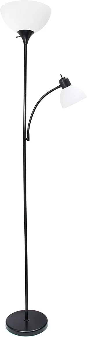 New Simple Designs Home Mother-Daughter Floor Lamp with Reading Light, 71 x 20.47 x 11.35 inches, Black