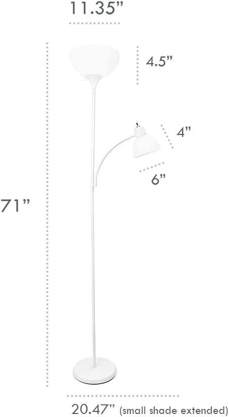 New Simple Designs Home Mother-Daughter Floor Lamp with Reading Light, 71 x 20.47 x 11.35 inches, Black
