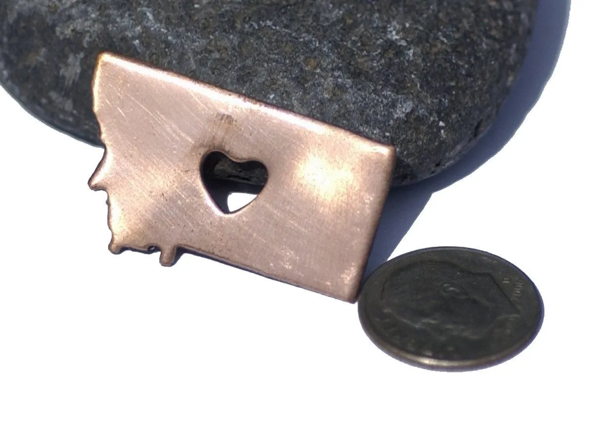 Nickel Silver Montana State Medium with Heart Chubby Blanks Cutout for Metalworking Stamping Texturing Blank - 5 pieces