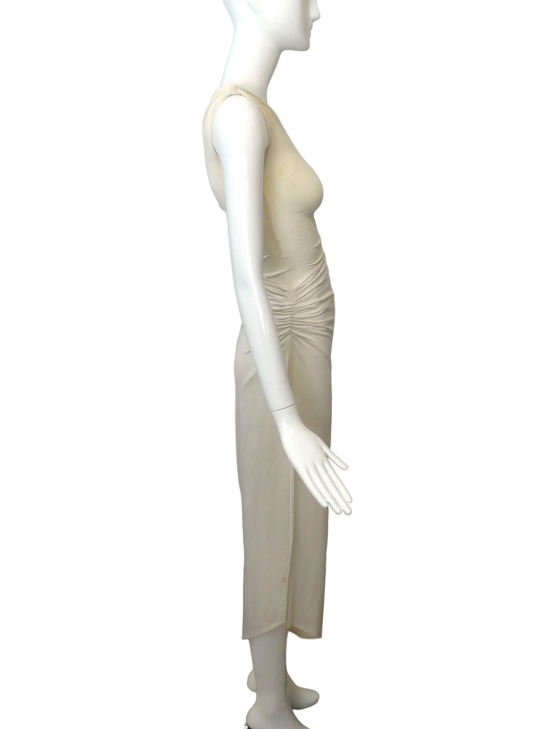 NORMA KAMALI- 1970s Ivory Bodysuit & Skirt Ensemble, Size-Small