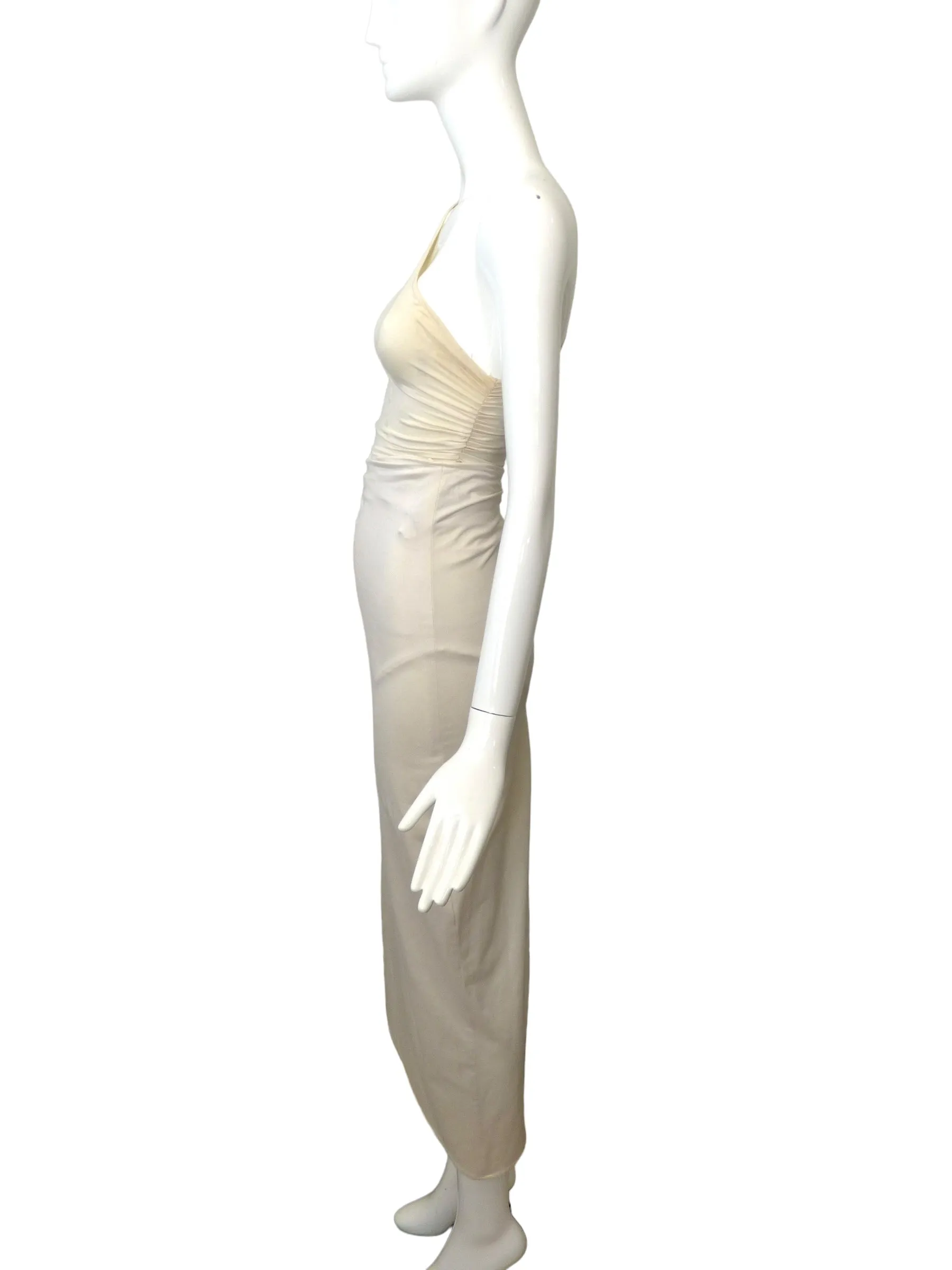 NORMA KAMALI- 1970s Ivory Bodysuit & Skirt Ensemble, Size-Small