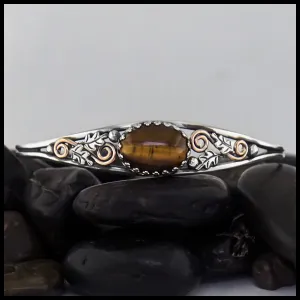 Oak Leaf Cuff Bracelet with Tigers Eye