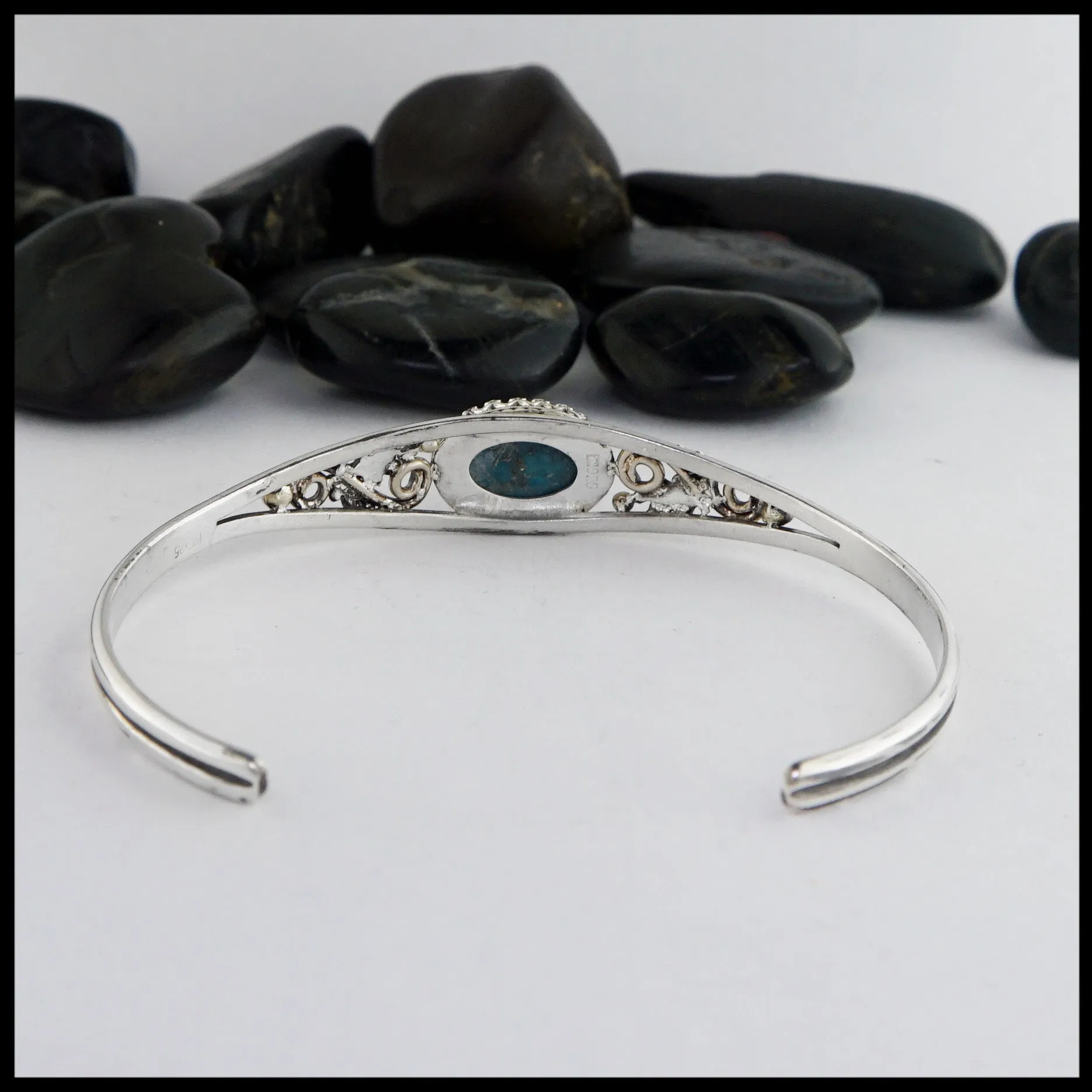 Oak Leaf Cuff Bracelet with Turquoise