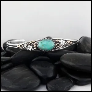 Oak Leaf Cuff Bracelet with Turquoise
