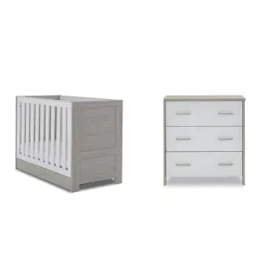 OBABY Nika Mini 2 Piece Room Set & Underdrawer - Grey Wash & White