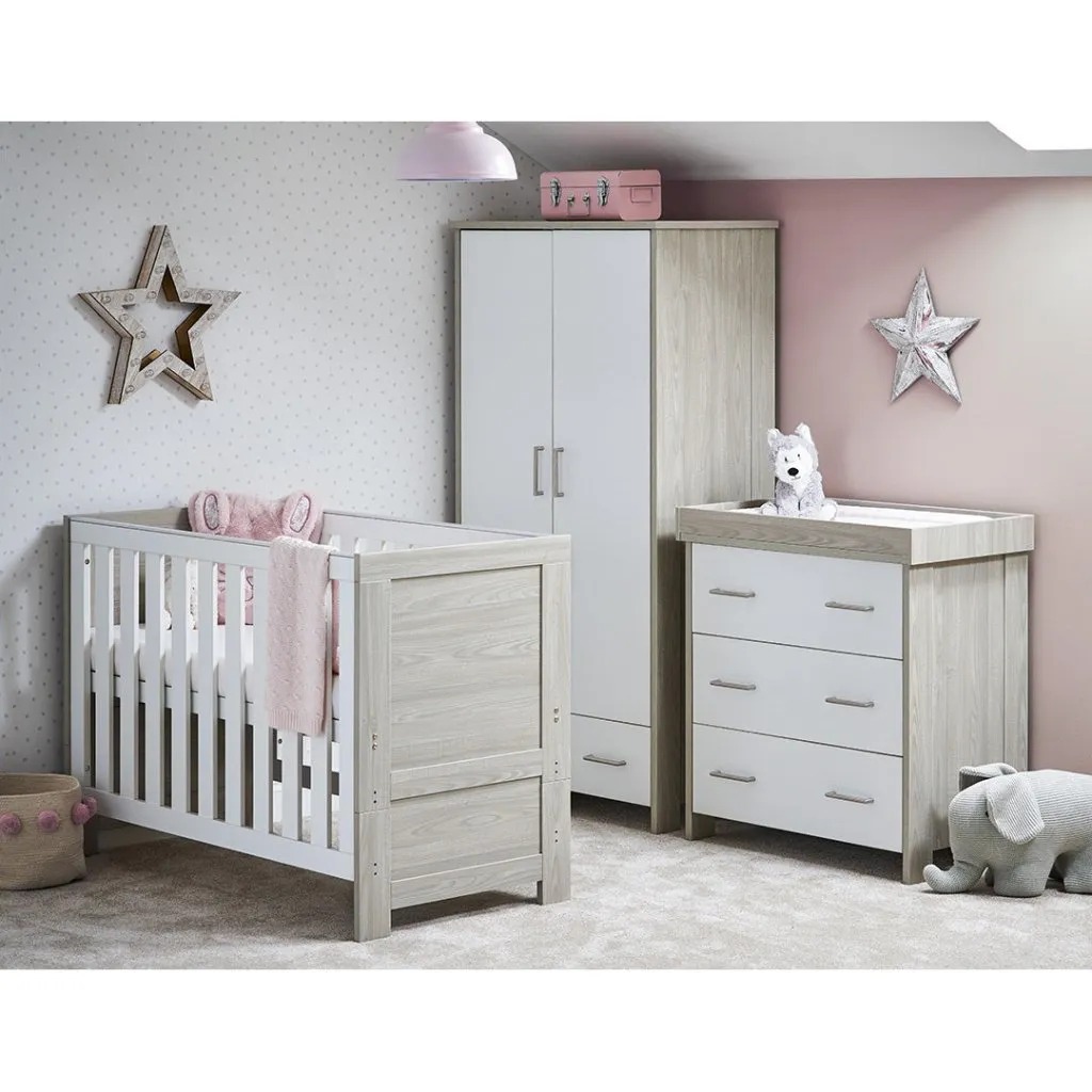 OBABY Nika Mini 3 Piece Room Set - Grey Wash & White
