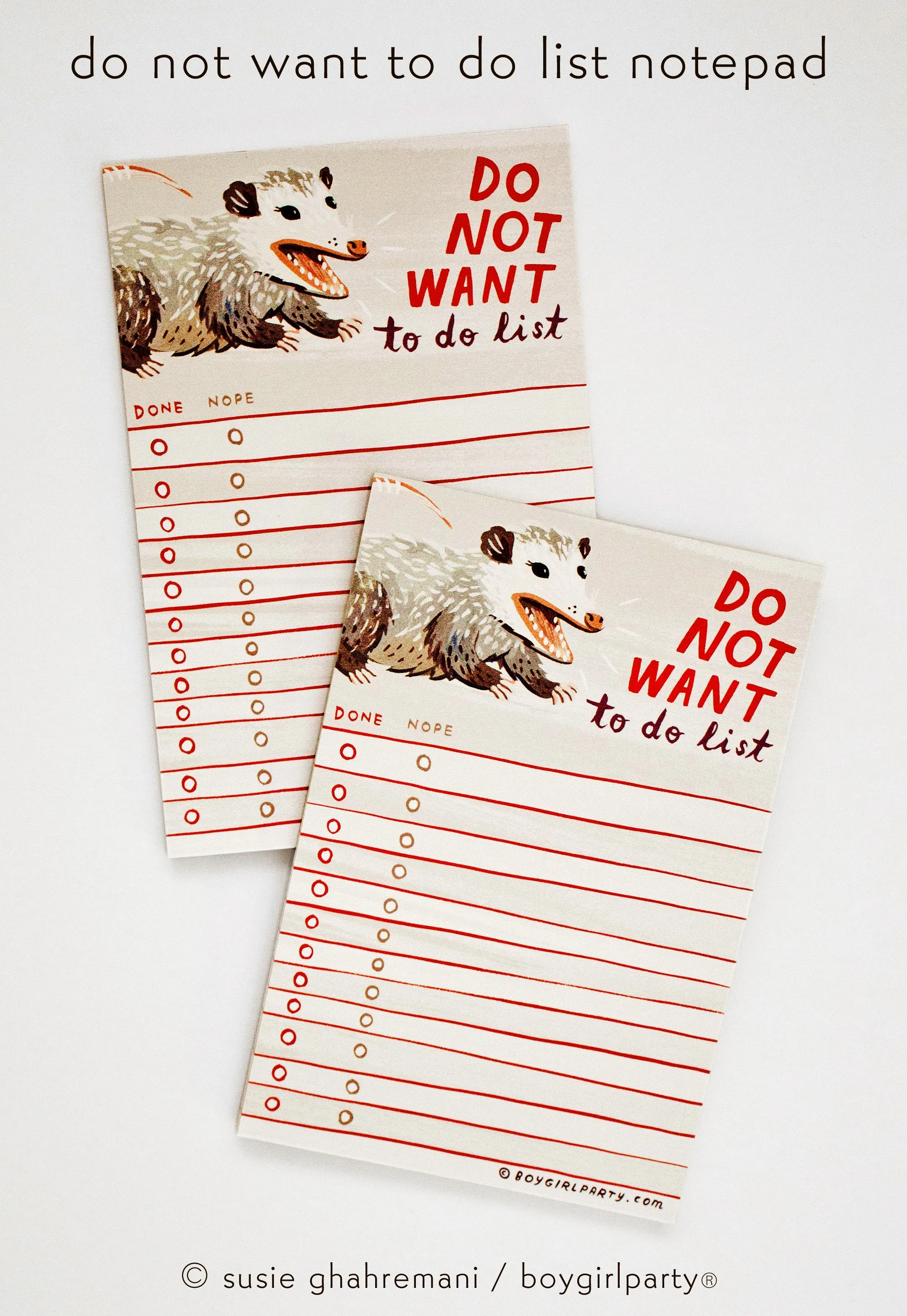 Opossum "Do Not Want To Do List" Notepad — Funny Possum Gifts