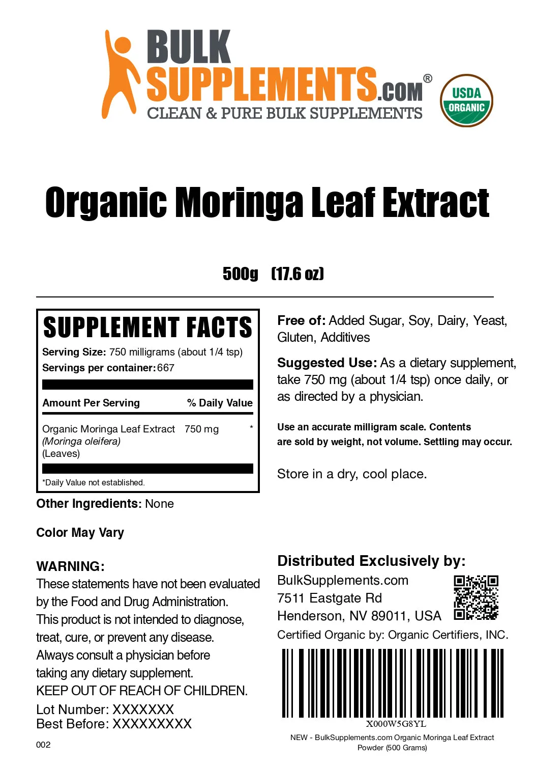Organic Moringa Extract Powder