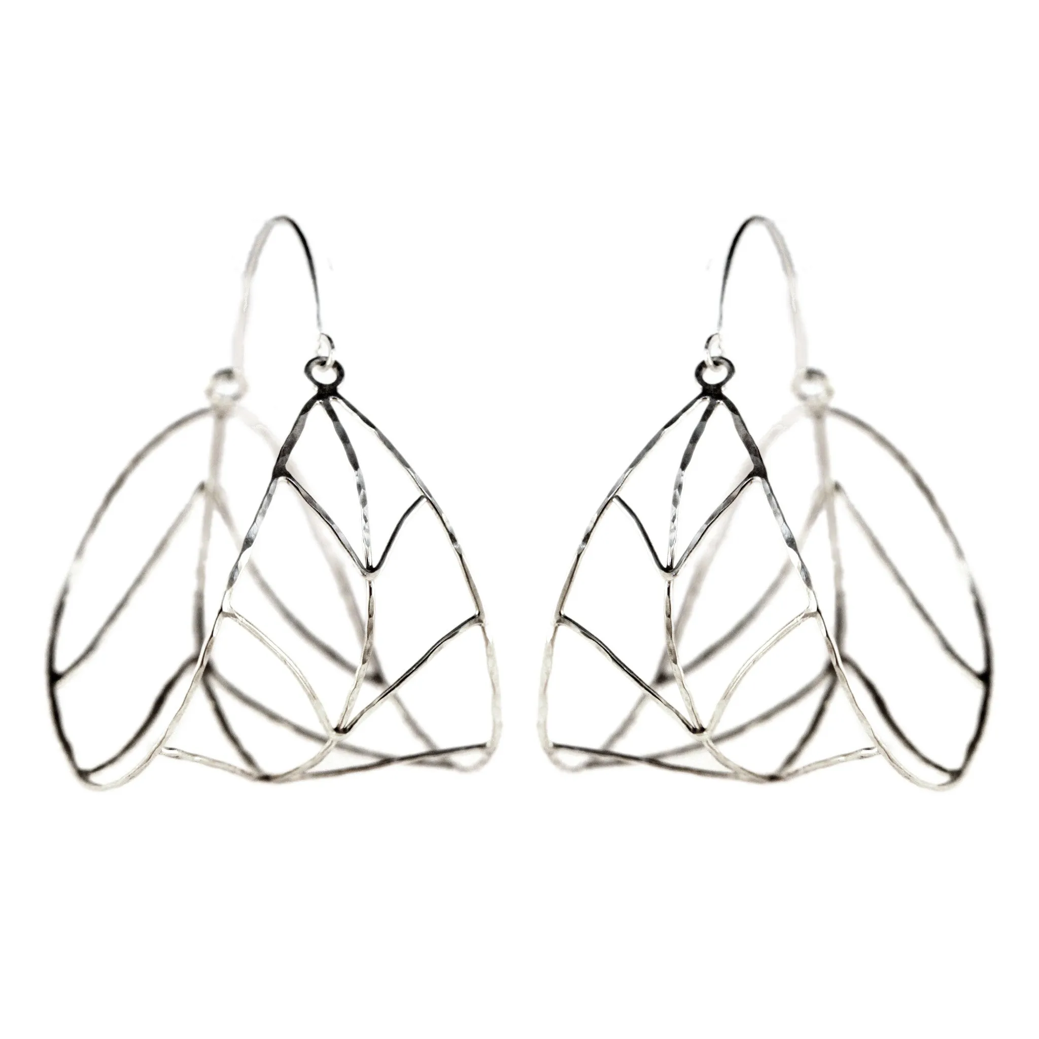 Organic Silver Leaf Hoop Earrings