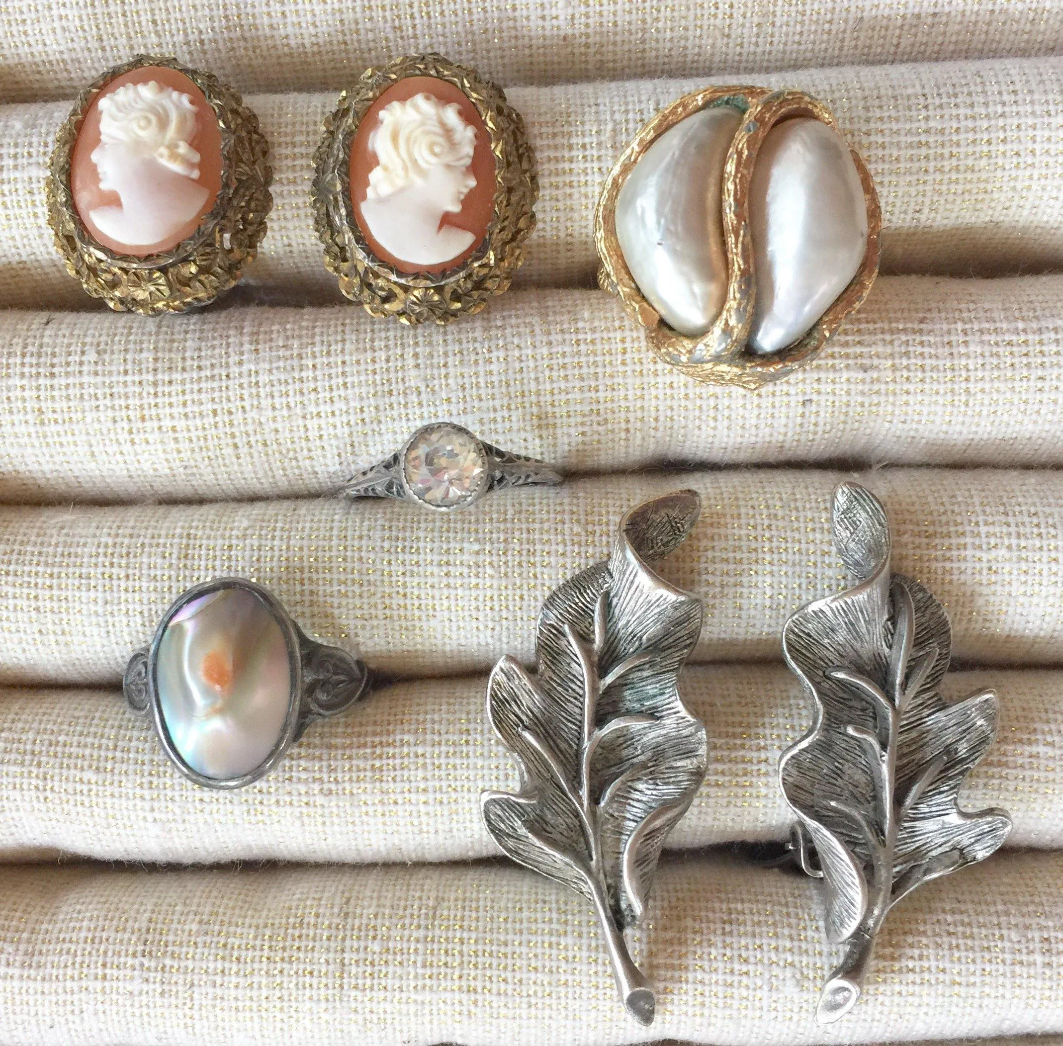 Oscar de la Renta Silver Leaf Earrings