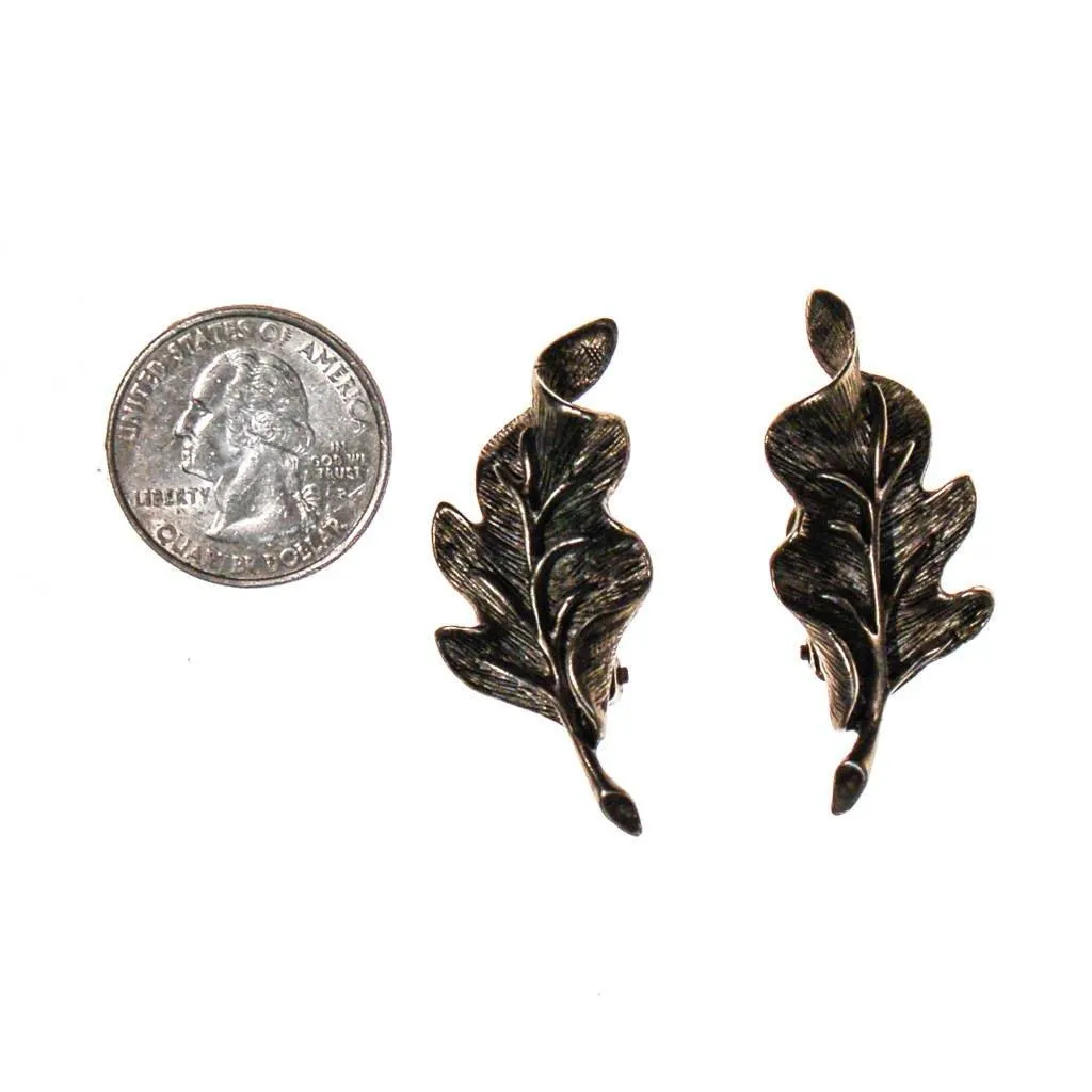 Oscar de la Renta Silver Leaf Earrings