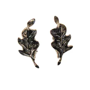 Oscar de la Renta Silver Leaf Earrings