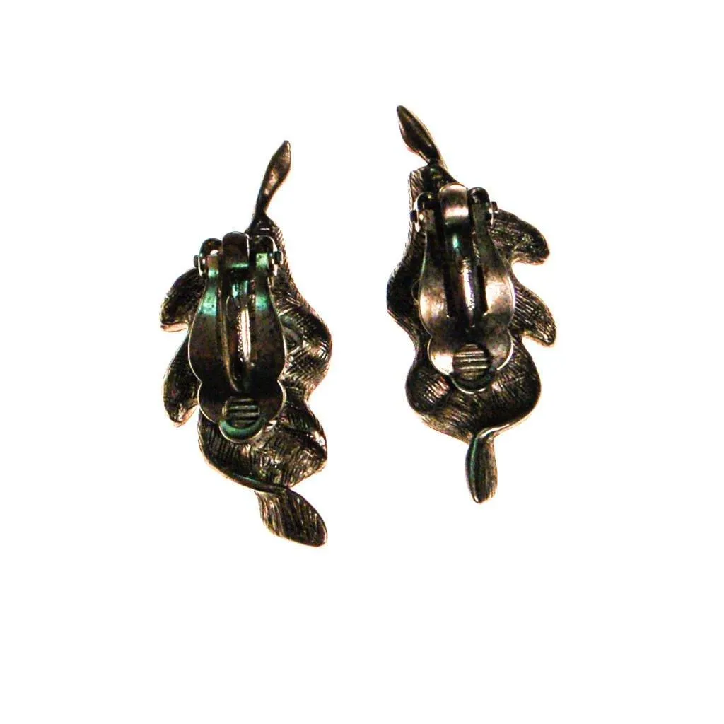 Oscar de la Renta Silver Leaf Earrings
