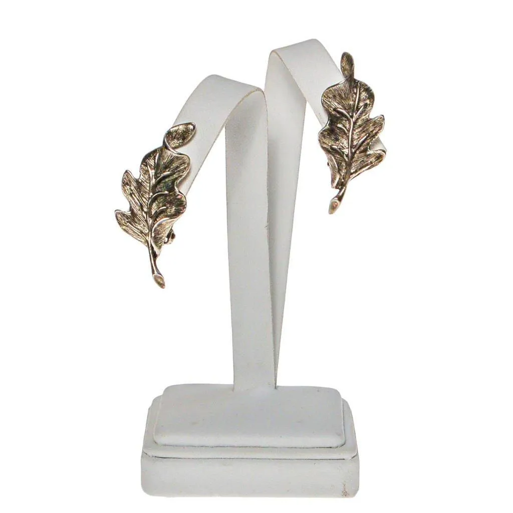 Oscar de la Renta Silver Leaf Earrings