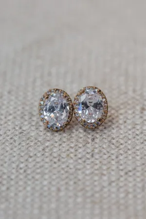 Oval Stud Earrings- Gold