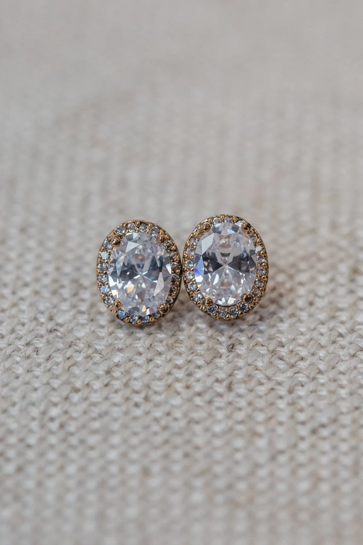 Oval Stud Earrings- Gold