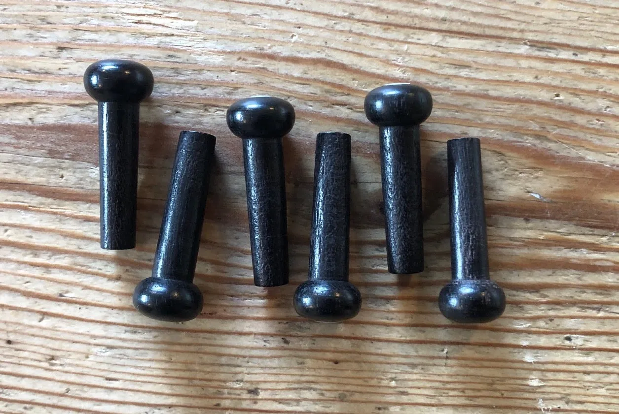 Over Sized / Large Ebony Wooden Bridge Pins - Unslotted