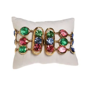 Pink, Blue, Green, Yellow Bezel Set Crystal Bracelet