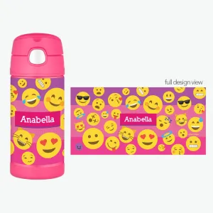 Pink Emoji Personalized Thermos Bottle