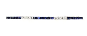 Platinum 1920's Diamond Sapphire Bar Pin