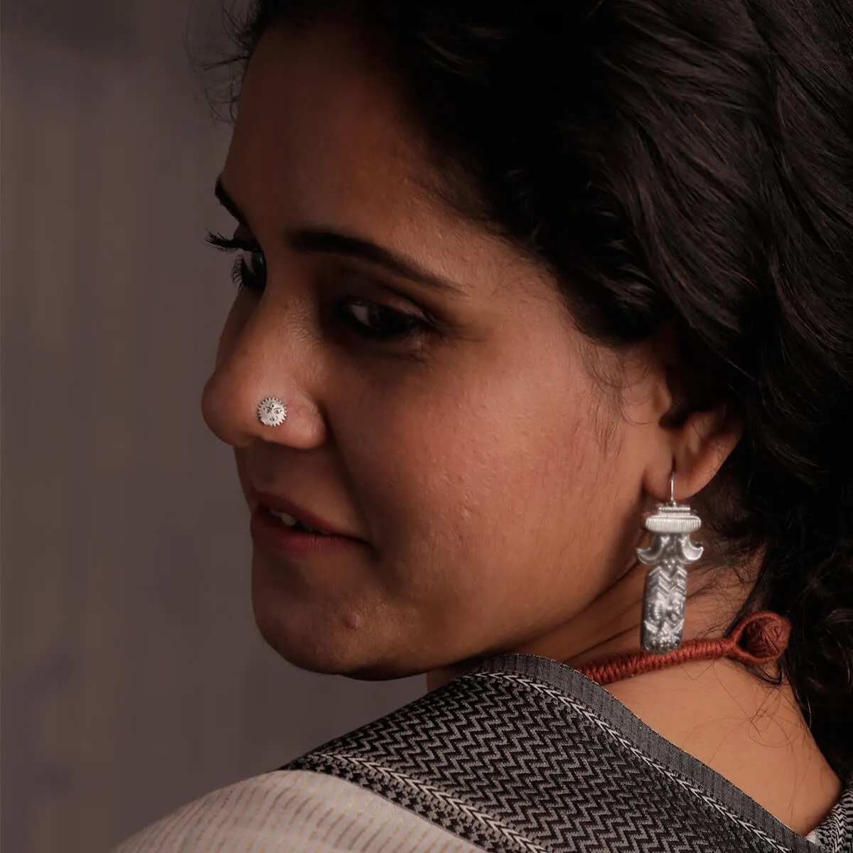 Powerful Goddess Silver Nose Pin - Pierced by MOHA