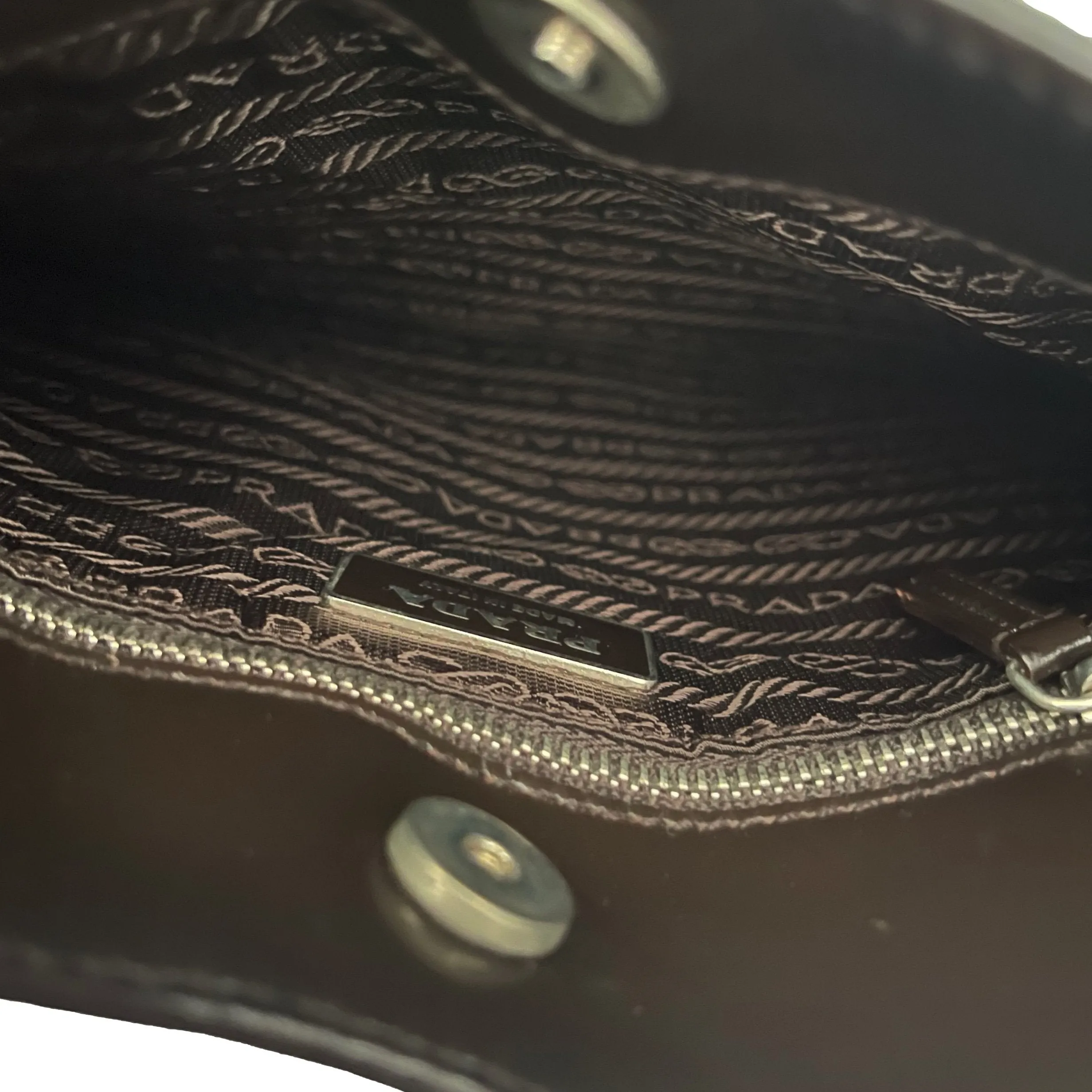 Prada Brown Brocade Top Handle Bag