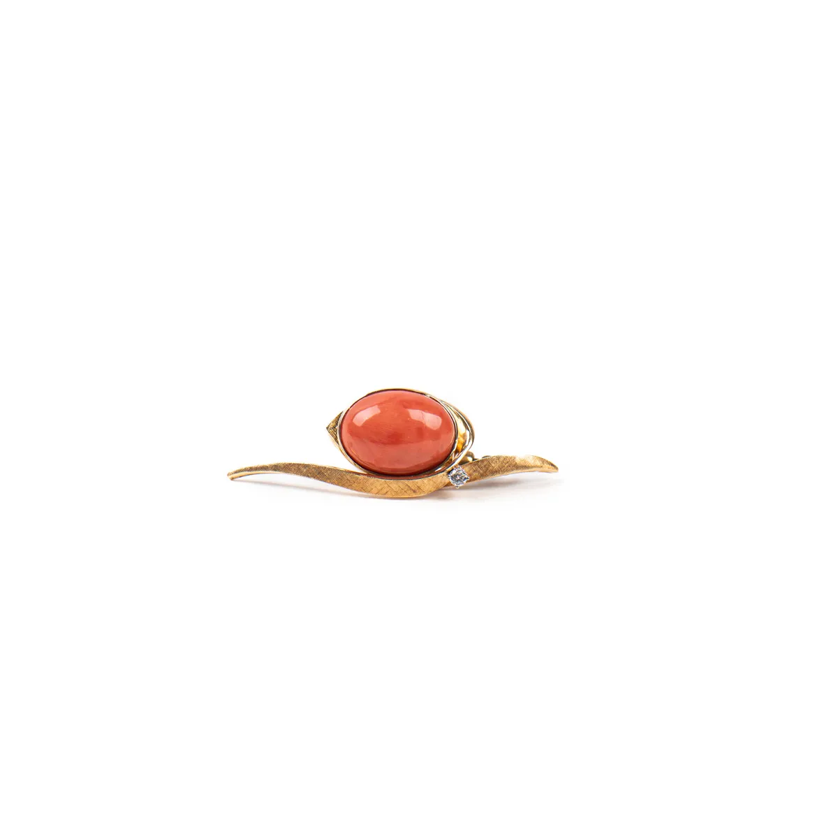 Pre-Owned Coral and Diamond Brooch