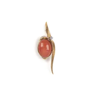 Pre-Owned Coral and Diamond Brooch