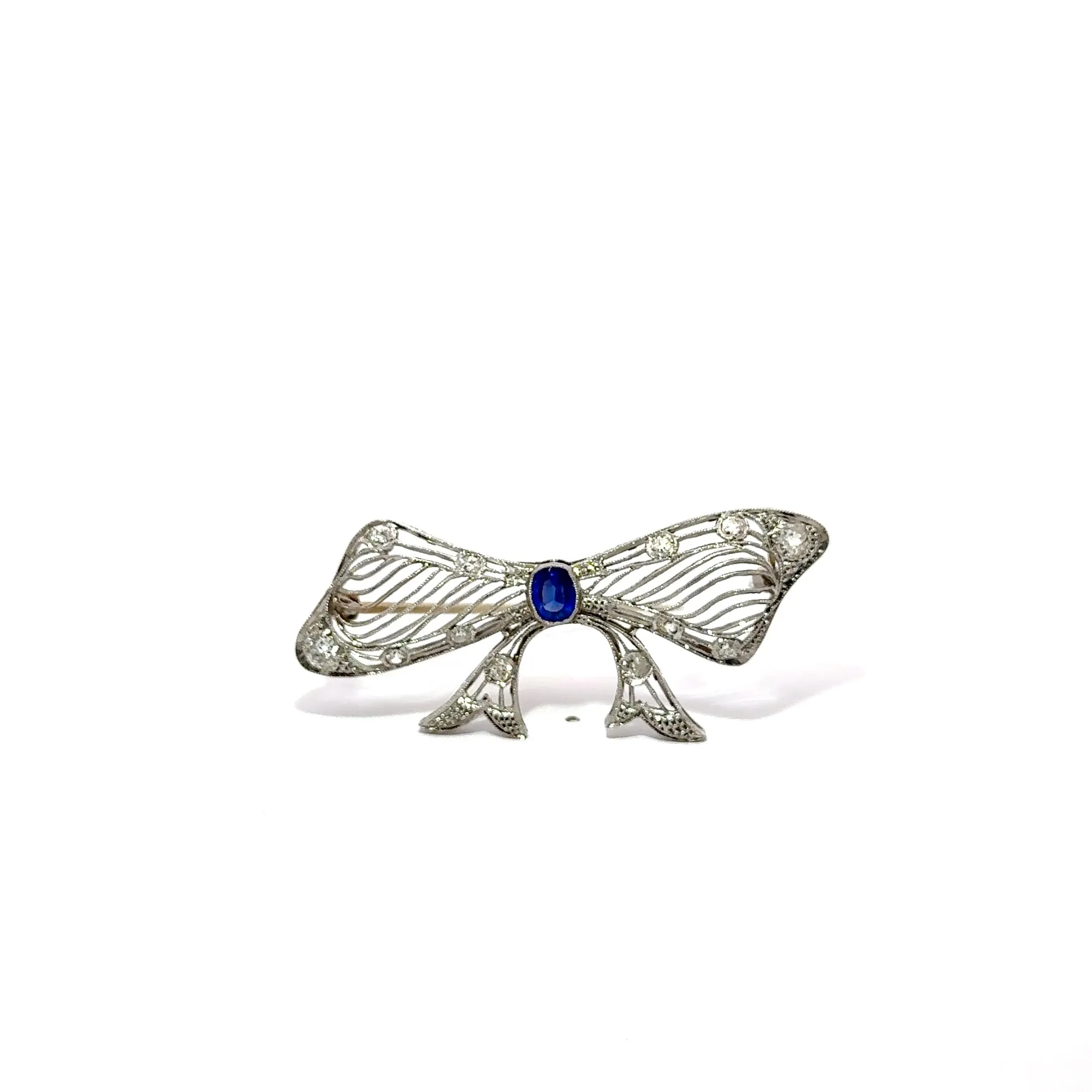 Pre-Owned Sapphire and Diamond Bow Brooch