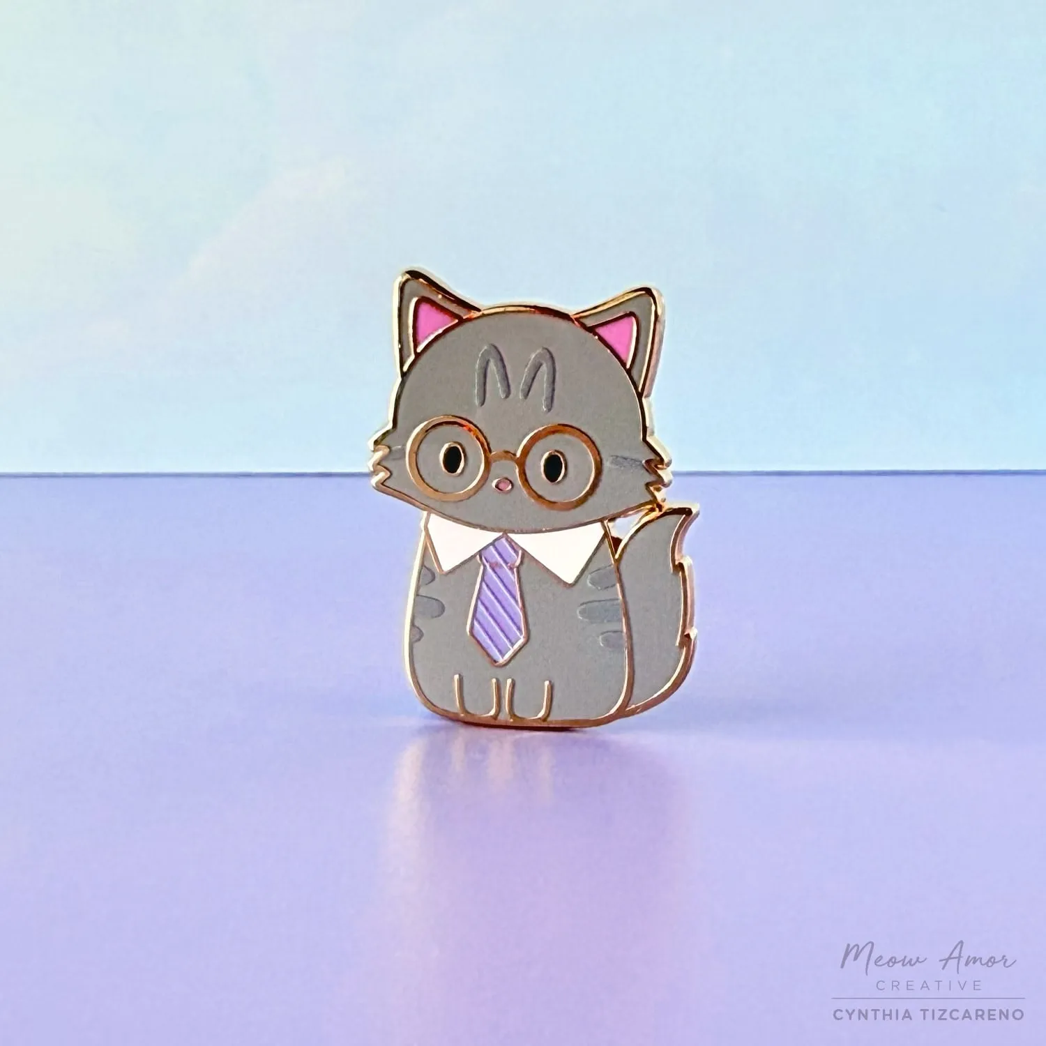 Purr-fessional Tabby Cat Enamel Pin