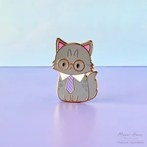 Purr-fessional Tabby Cat Enamel Pin