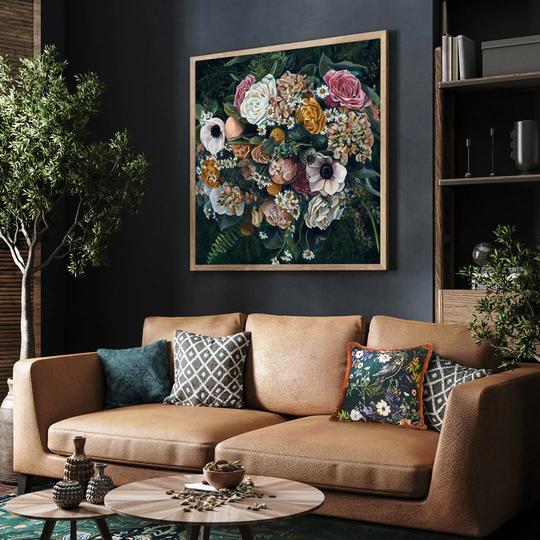 "Ladybug Bouquet" Dark Floral Art Print
