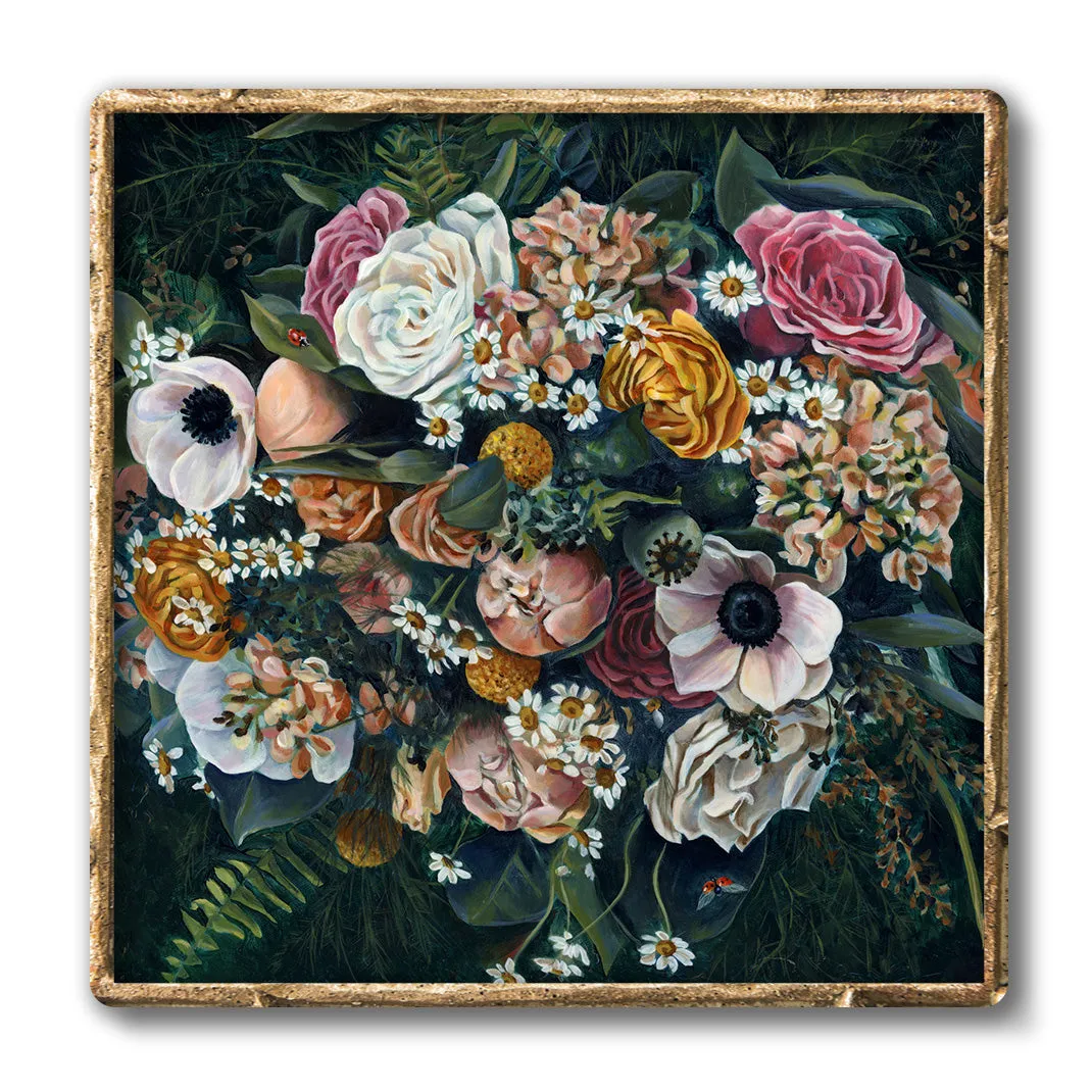 "Ladybug Bouquet" Dark Floral Art Print
